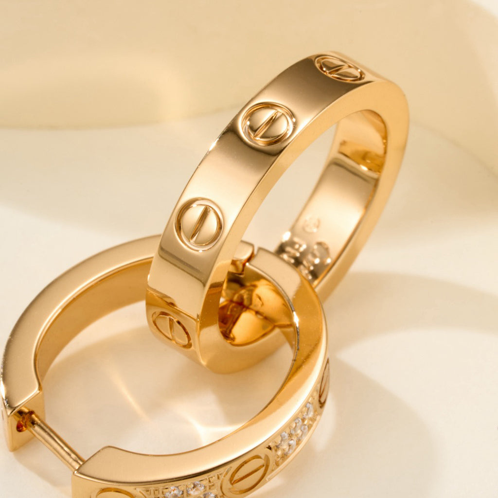 [ELAN LUXE]LOVE 3.3MM DANGLE HALF DIAMOND EARRINGS