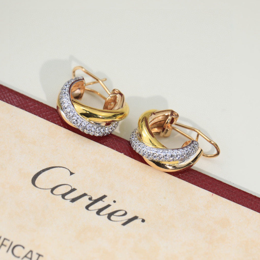 [ELAN LUXE]TRINITY HALF DIAMOND  CLASSIC EARRINGS