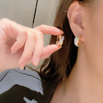[ELAN LUXE]TRINITY HALF DIAMOND  CLASSIC EARRINGS
