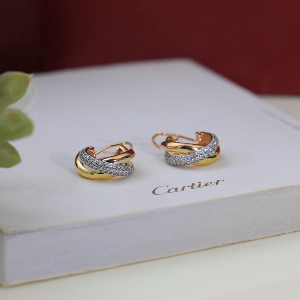 [ELAN LUXE]TRINITY HALF DIAMOND  CLASSIC EARRINGS