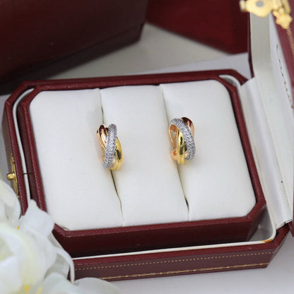 [ELAN LUXE]TRINITY HALF DIAMOND  CLASSIC EARRINGS