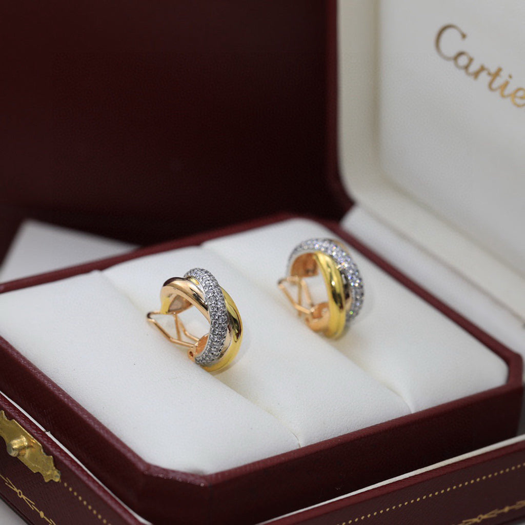 [ELAN LUXE]TRINITY HALF DIAMOND  CLASSIC EARRINGS