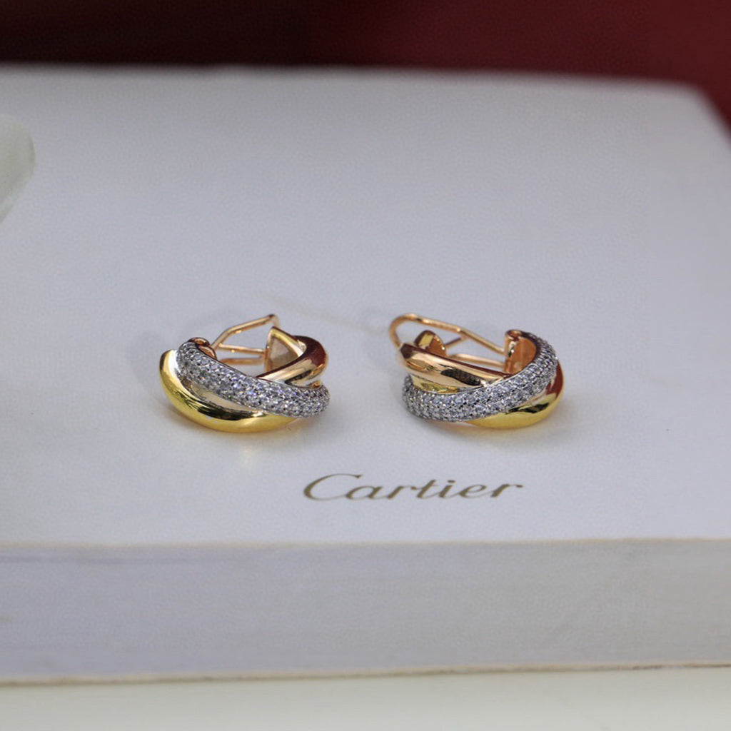 [ELAN LUXE]TRINITY HALF DIAMOND  CLASSIC EARRINGS