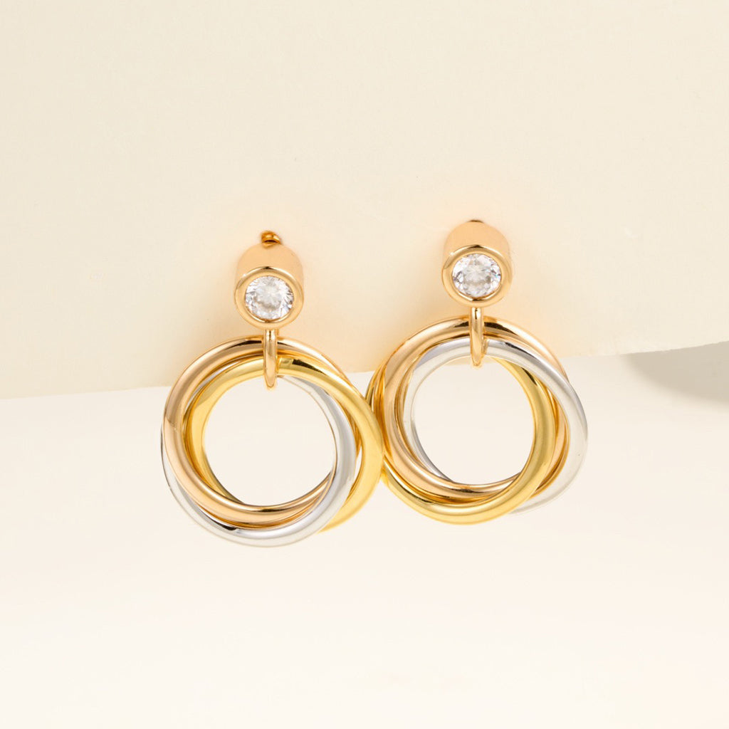 [ELAN LUXE]TRINITY ON DIAMOND  EARRINGS