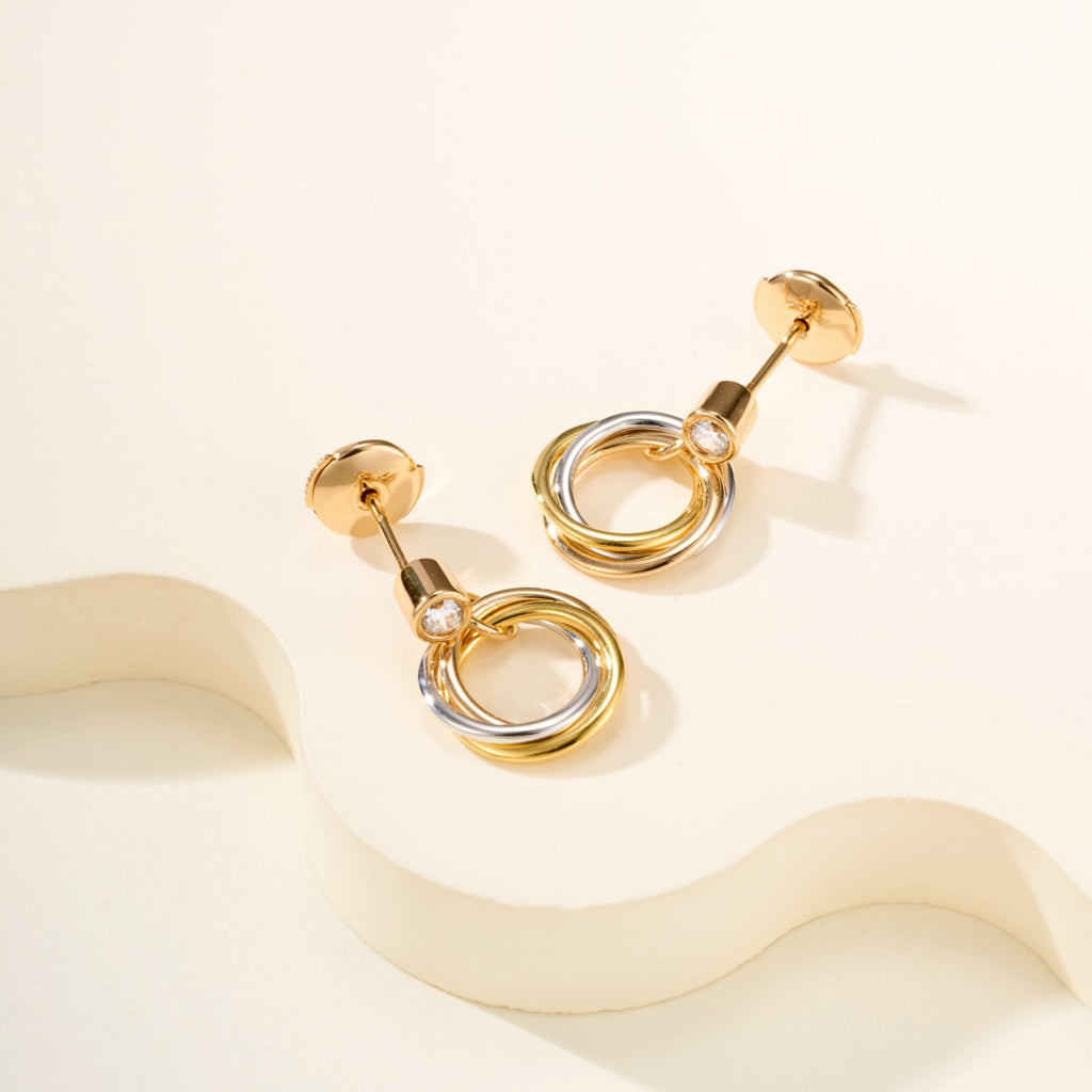 [ELAN LUXE]TRINITY ON DIAMOND  EARRINGS