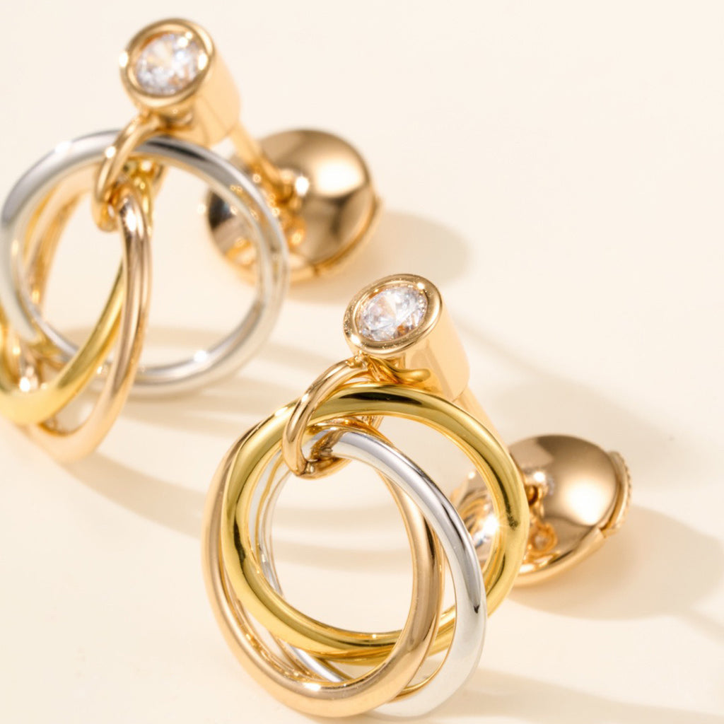 [ELAN LUXE]TRINITY ON DIAMOND  EARRINGS