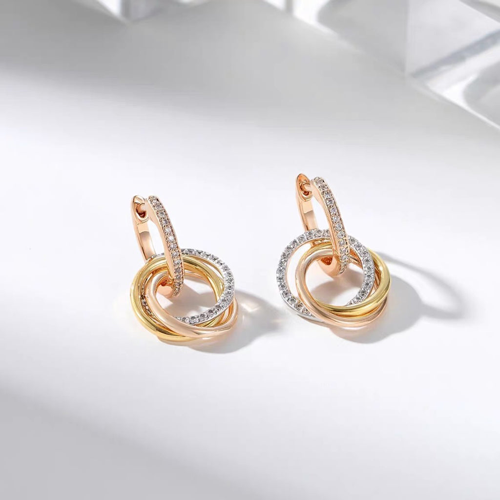 [ELAN LUXE]TRINITY HALF DIAMOND  EARRINGS