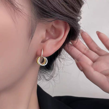 [ELAN LUXE]TRINITY HALF DIAMOND  EARRINGS