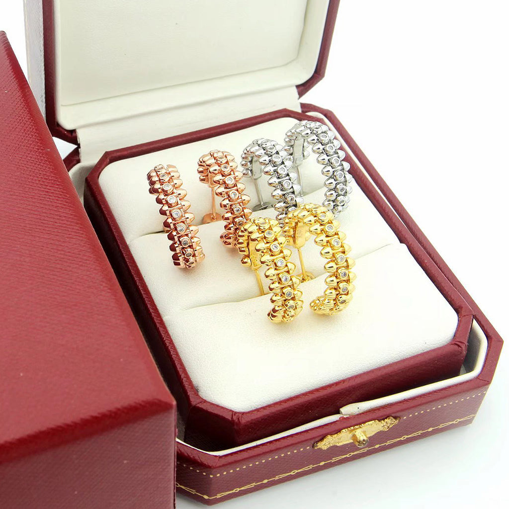 [ELAN LUXE]CLASH FULL DIAMOND MEDIUM EARRINGS