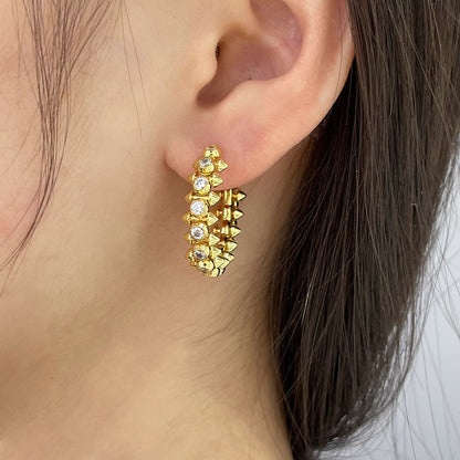 [ELAN LUXE]CLASH FULL DIAMOND MEDIUM EARRINGS