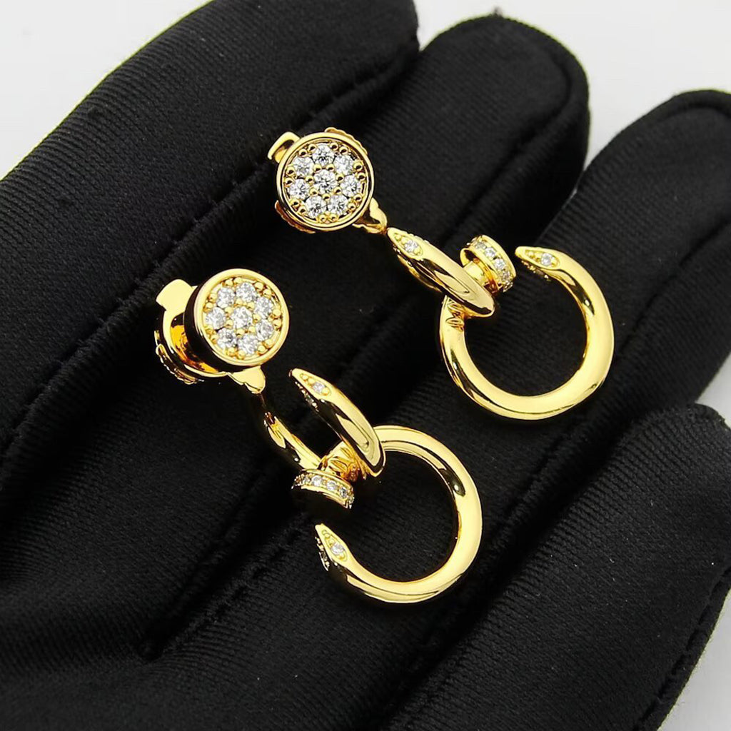 [ELAN LUXE]JUSTE HALF DIAMOND DOUBLE EARRINGS