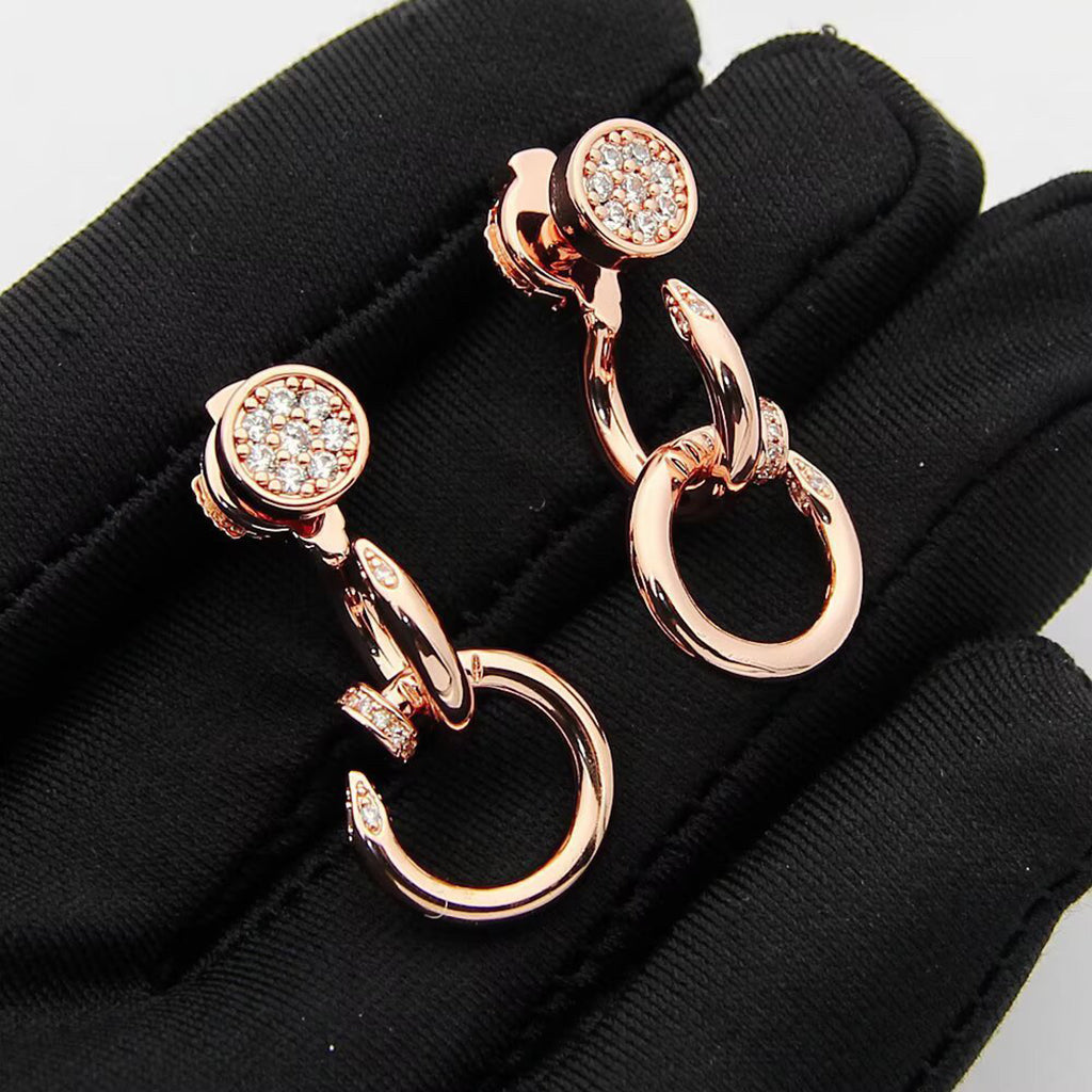 [ELAN LUXE]JUSTE HALF DIAMOND DOUBLE EARRINGS