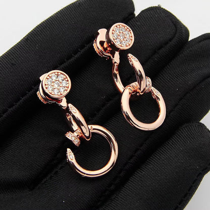 [ELAN LUXE]JUSTE HALF DIAMOND DOUBLE EARRINGS