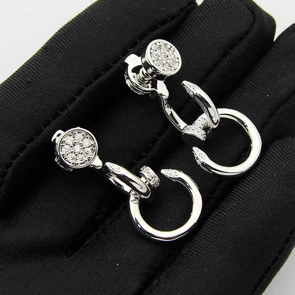 [ELAN LUXE]JUSTE HALF DIAMOND DOUBLE EARRINGS