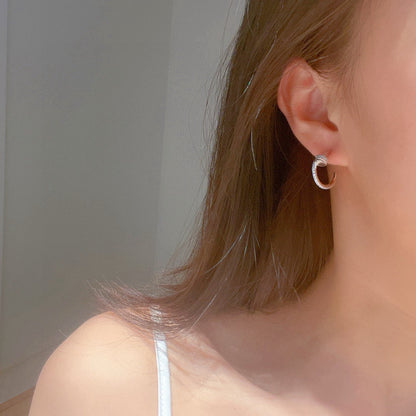 [ELAN LUXE]JUSTE FULL DIAMOND DOUBLE EARRINGS