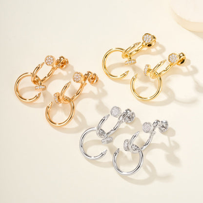 [ELAN LUXE]JUSTE HALF DIAMOND DOUBLE EARRINGS