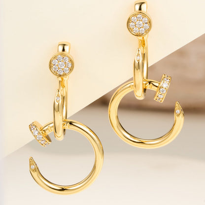 [ELAN LUXE]JUSTE HALF DIAMOND DOUBLE EARRINGS
