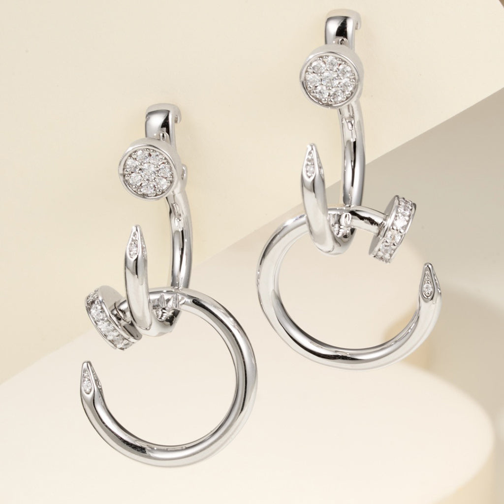 [ELAN LUXE]JUSTE HALF DIAMOND DOUBLE EARRINGS