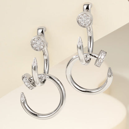 [ELAN LUXE]JUSTE HALF DIAMOND DOUBLE EARRINGS
