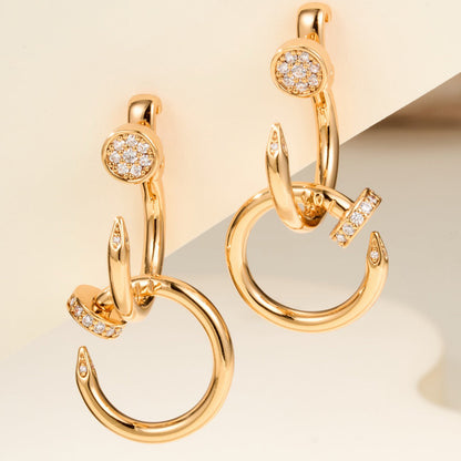 [ELAN LUXE]JUSTE HALF DIAMOND DOUBLE EARRINGS