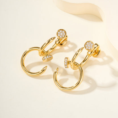 [ELAN LUXE]JUSTE HALF DIAMOND DOUBLE EARRINGS