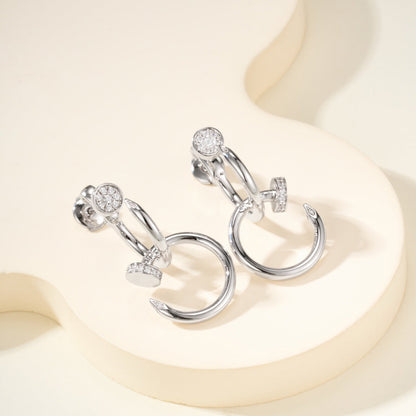 [ELAN LUXE]JUSTE HALF DIAMOND DOUBLE EARRINGS