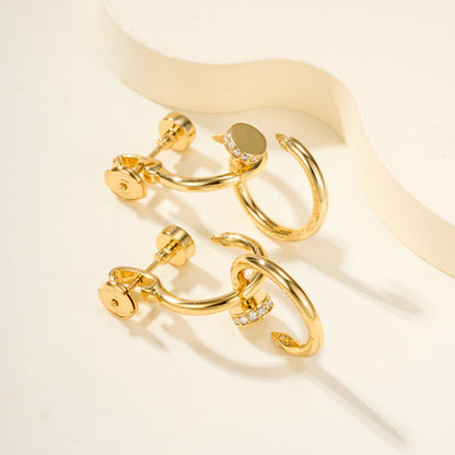 [ELAN LUXE]JUSTE HALF DIAMOND DOUBLE EARRINGS