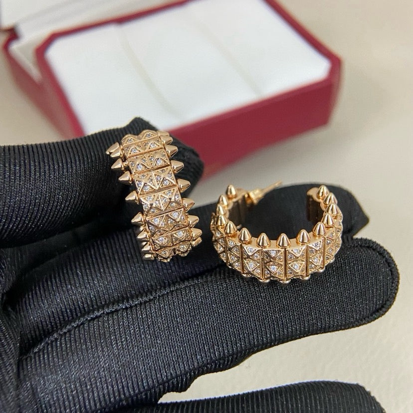 [ELAN LUXE]CLASH 9.2MM FULL DIAMOND DOUBLE ROW EARRINGS