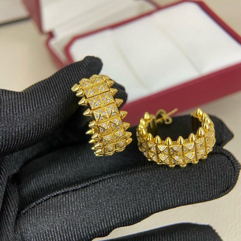 [ELAN LUXE]CLASH 9.2MM FULL DIAMOND DOUBLE ROW EARRINGS