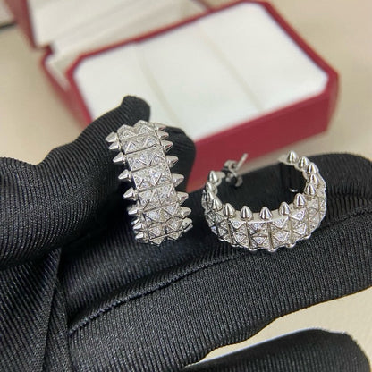 [ELAN LUXE]CLASH 9.2MM FULL DIAMOND DOUBLE ROW EARRINGS