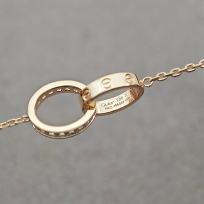 [ELAN LUXE]LOVE DOUBLE RING HALF DIAMOND NECKLACE