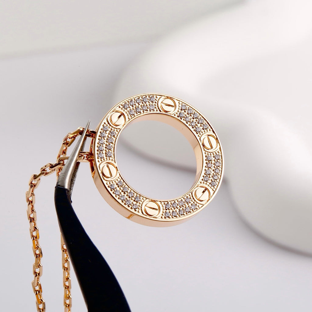 [ELAN LUXE]LOVE NECKLACE 16MM  FULL DIAMOND