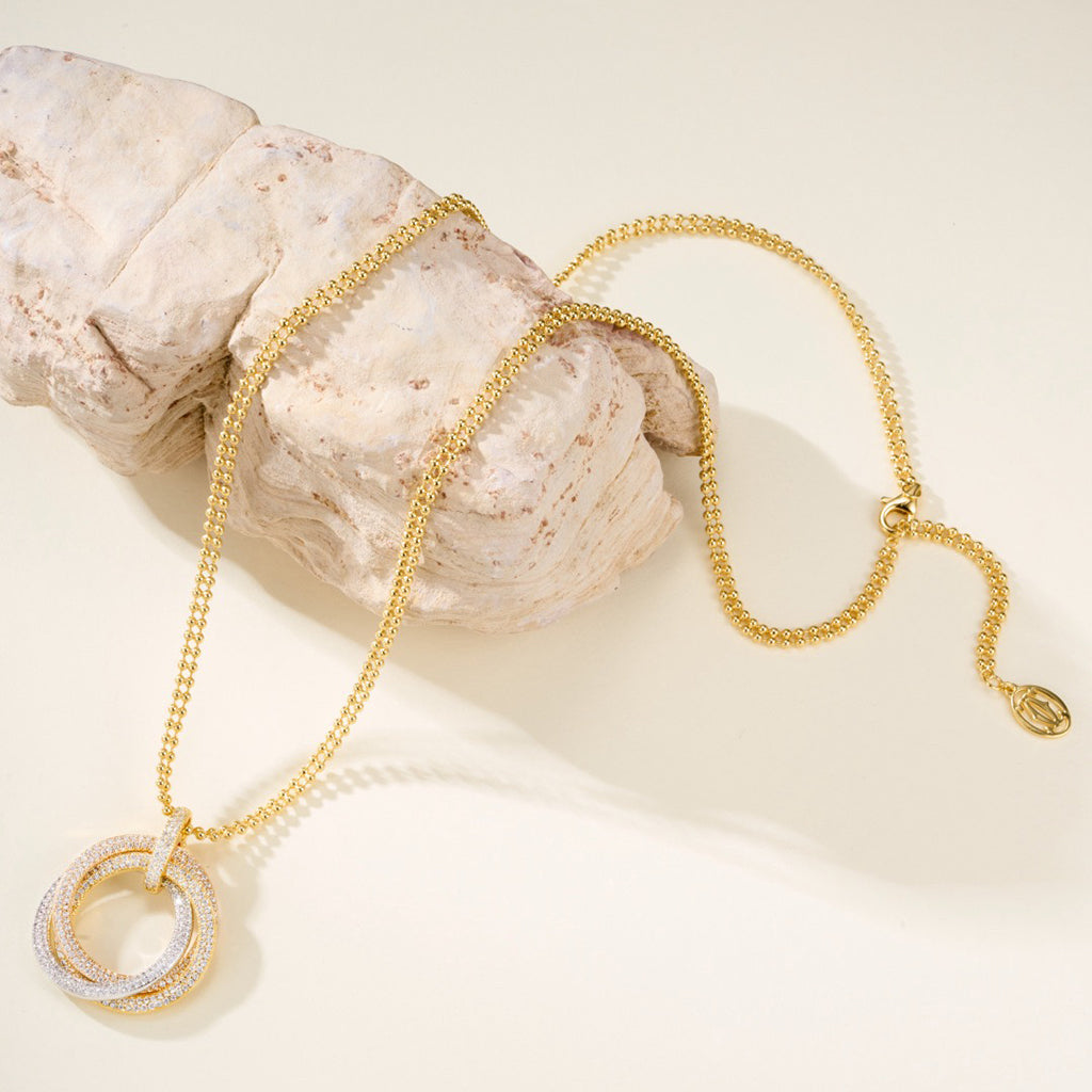 [ELAN LUXE]TRINITY LARGE FULL DIAMOND  NECKLACE