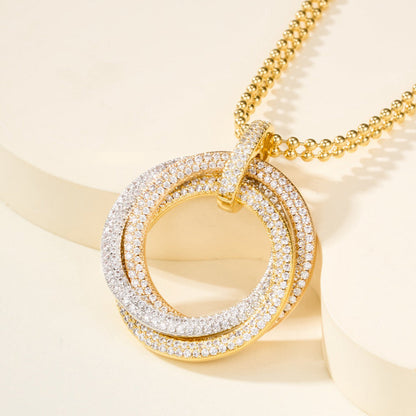 [ELAN LUXE]TRINITY LARGE FULL DIAMOND  NECKLACE