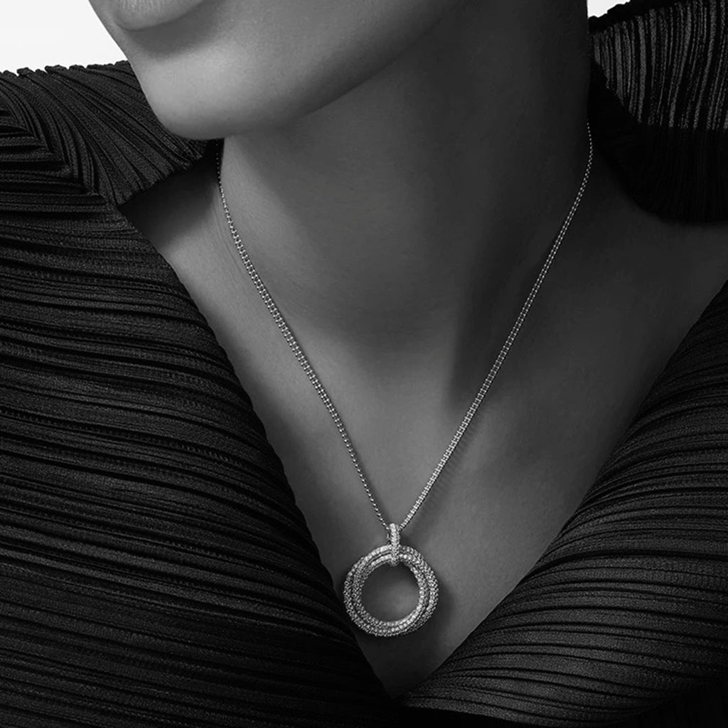 [ELAN LUXE]TRINITY LARGE FULL DIAMOND  NECKLACE