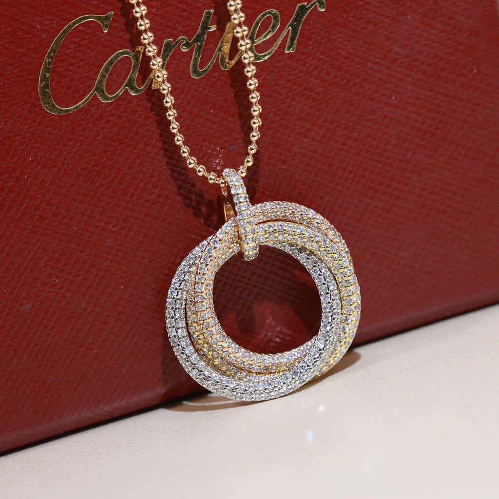 [ELAN LUXE]TRINITY LARGE FULL DIAMOND  NECKLACE