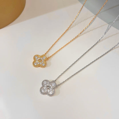 [ELAN LUXE]CLOVER 15MM DIAMOND SINGLE FLOWER NECKLACE