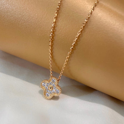 [ELAN LUXE]CLOVER 15MM DIAMOND SINGLE FLOWER NECKLACE