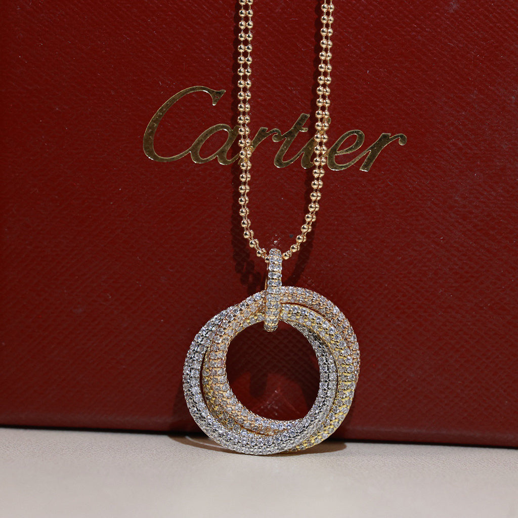 [ELAN LUXE]TRINITY LARGE FULL DIAMOND  NECKLACE