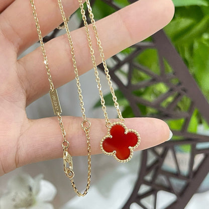 [ELAN LUXE]CLOVER 15MM CARNELIAN SINGLE FLOWER NECKLACE