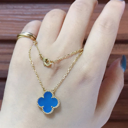 [ELAN LUXE]CLOVER 15MM BLUE AGATE NECKLACE