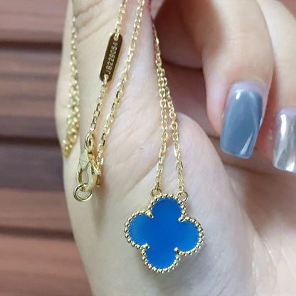 [ELAN LUXE]CLOVER 15MM BLUE AGATE NECKLACE