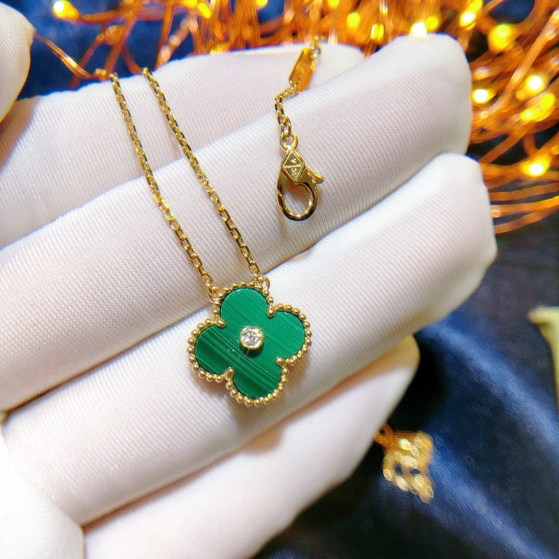 [ELAN LUXE]CLOVER 15MM DIAMOND TURQUOISE NECKLACE