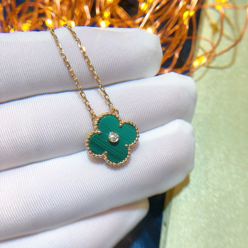 [ELAN LUXE]CLOVER 15MM DIAMOND TURQUOISE NECKLACE