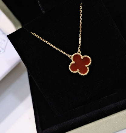 [ELAN LUXE]CLOVER 15MM CARNELIAN SINGLE FLOWER NECKLACE