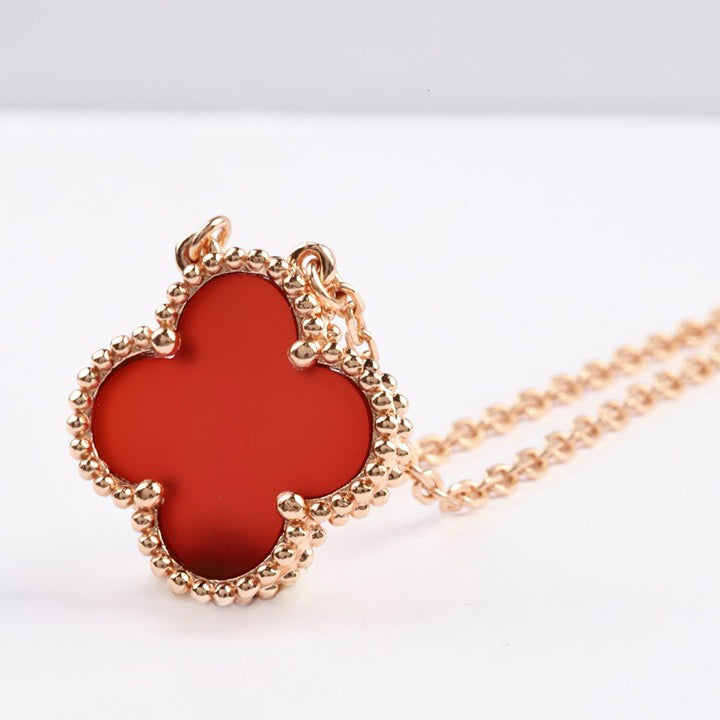 [ELAN LUXE]CLOVER 15MM CARNELIAN SINGLE FLOWER NECKLACE