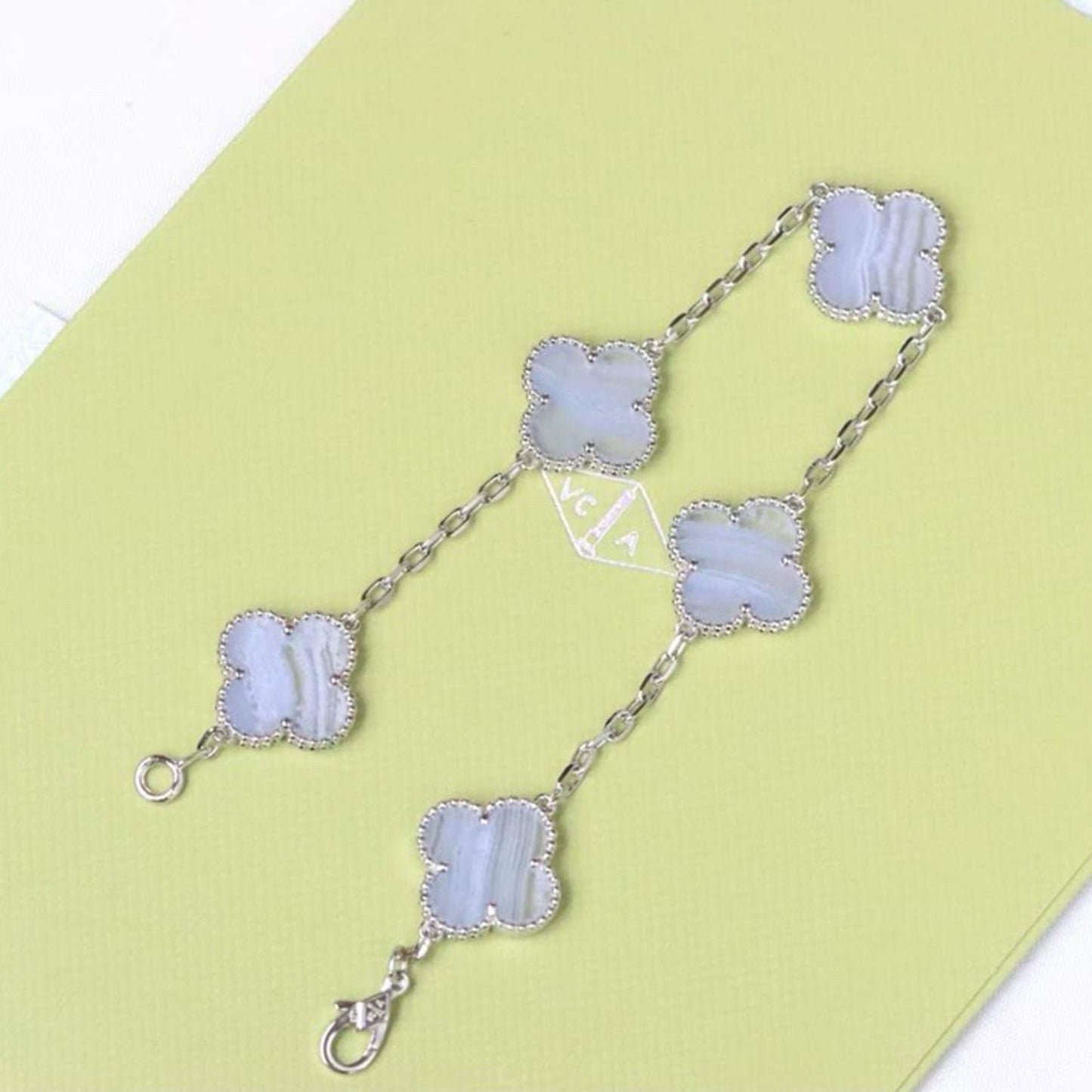 [ELAN LUXE]CLOVER  5 MOTIF PURPLE CHALCEDONY BRACELET SILVER