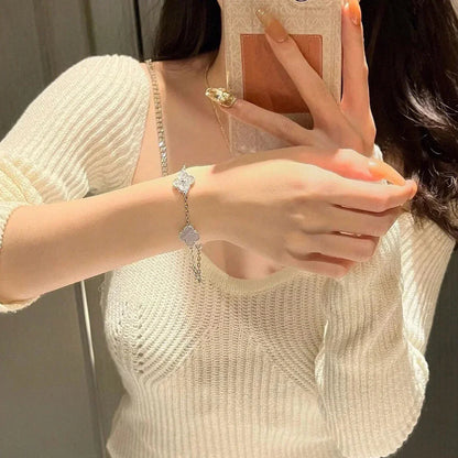 [ELAN LUXE] CLOVER 5 MOTIF PURPLE CHALCEDONY BRACELET COLLECTION