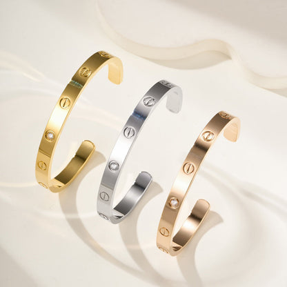 [ELAN LUXE]LOVE BRACELET 6.1MM 1 DIAMOND OPEN CUFF