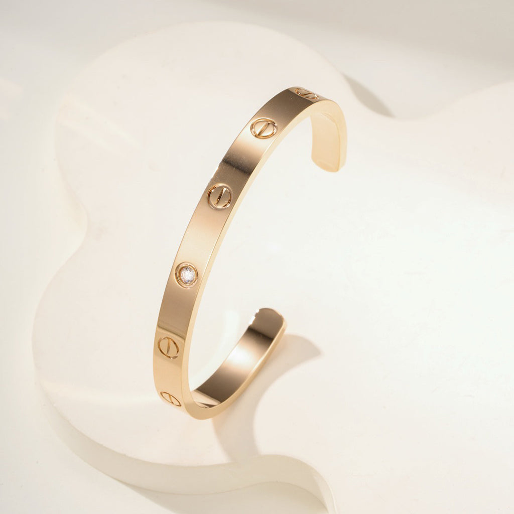 [ELAN LUXE]LOVE BRACELET 6.1MM 1 DIAMOND OPEN CUFF